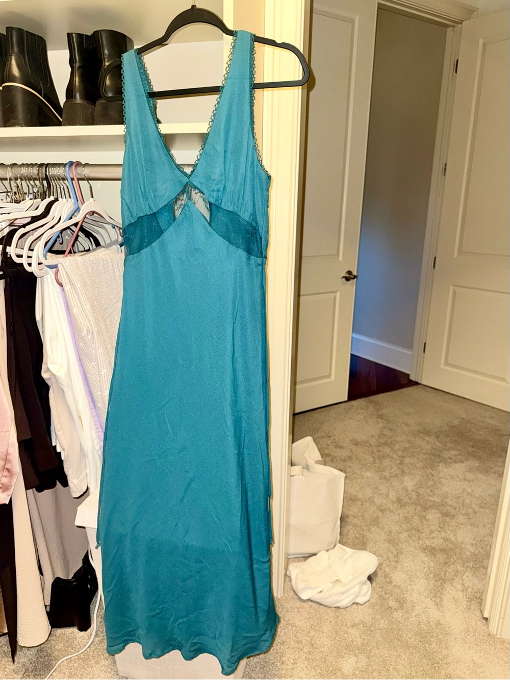 Wild Fable - Medium Teal Lace-Trim Slip Dress